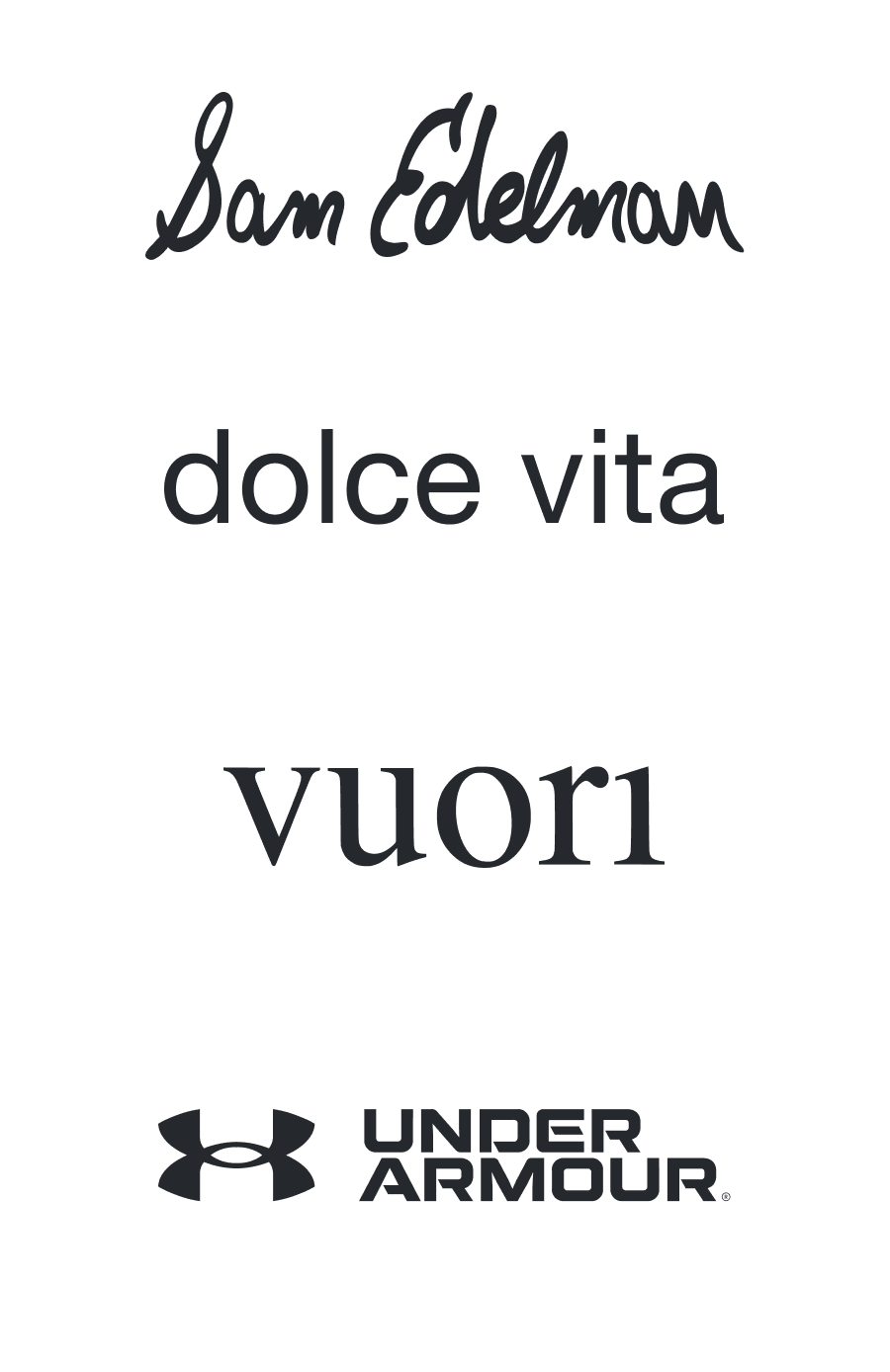 Stitch Fix brand logos including Sam Edelman, Doce Vita, Vuori, Under Armour